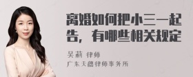 离婚如何把小三一起告，有哪些相关规定