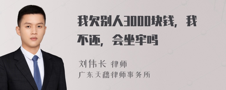 我欠别人3000块钱，我不还，会坐牢吗