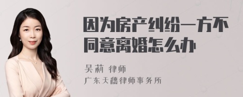 因为房产纠纷一方不同意离婚怎么办