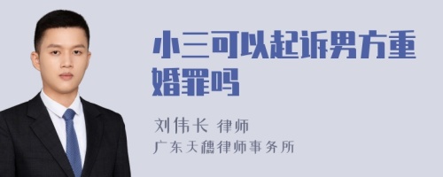 小三可以起诉男方重婚罪吗