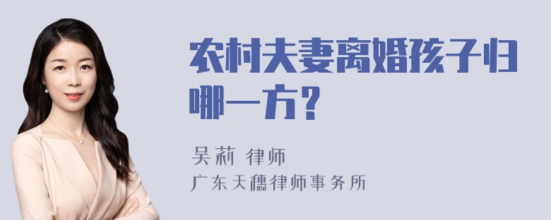 农村夫妻离婚孩子归哪一方？