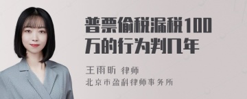 普票偷税漏税100万的行为判几年