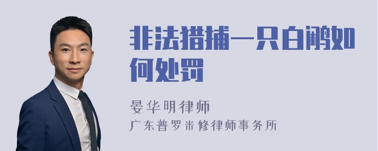 非法猎捕一只白鹇如何处罚