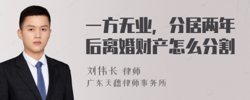 一方无业，分居两年后离婚财产怎么分割