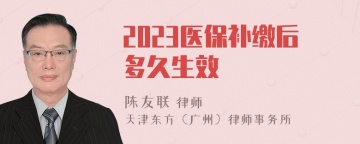 2023医保补缴后多久生效