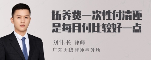 抚养费一次性付清还是每月付比较好一点