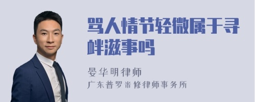 骂人情节轻微属于寻衅滋事吗