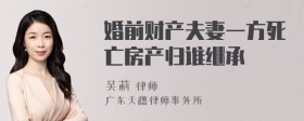 婚前财产夫妻一方死亡房产归谁继承