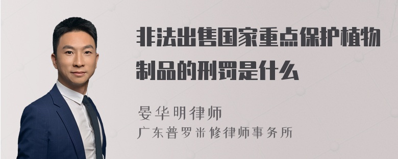 非法出售国家重点保护植物制品的刑罚是什么