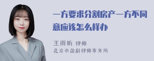 一方要求分割房产一方不同意应该怎么样办