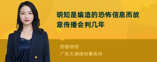 明知是编造的恐怖信息而故意传播会判几年