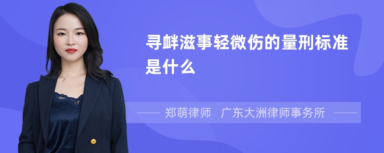 寻衅滋事轻微伤的量刑标准是什么