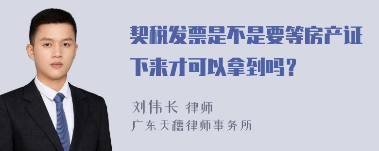 契税发票是不是要等房产证下来才可以拿到吗？