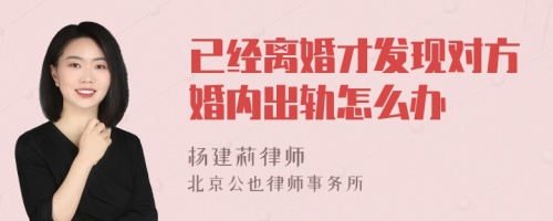 已经离婚才发现对方婚内出轨怎么办