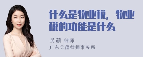 什么是物业税，物业税的功能是什么