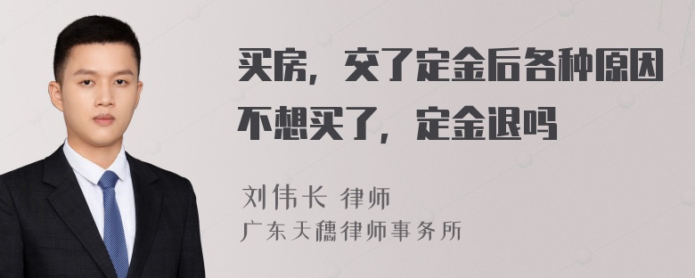 买房，交了定金后各种原因不想买了，定金退吗