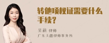 转他项权证需要什么手续？