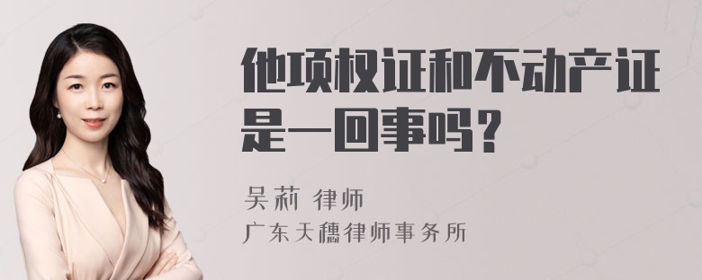 他项权证和不动产证是一回事吗？