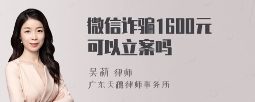 微信诈骗1600元可以立案吗