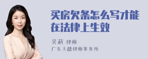 买房欠条怎么写才能在法律上生效