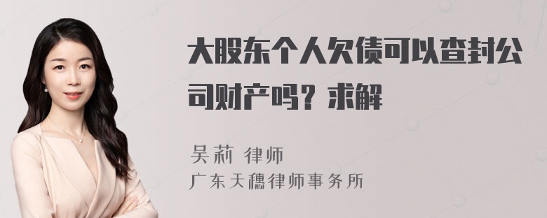 大股东个人欠债可以查封公司财产吗？求解