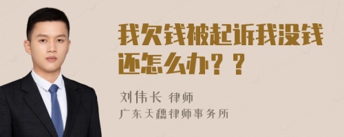 我欠钱被起诉我没钱还怎么办？?