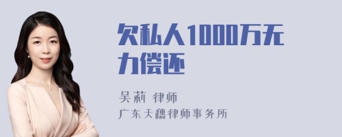 欠私人1000万无力偿还