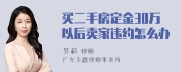 买二手房定金30万以后卖家违约怎么办