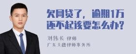 欠网贷了，逾期1万还不起该要怎么办?