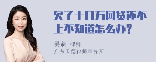 欠了十几万网贷还不上不知道怎么办?