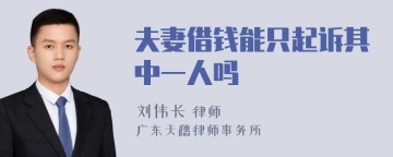 夫妻借钱能只起诉其中一人吗