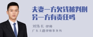 夫妻一方欠钱被判刑另一方有责任吗