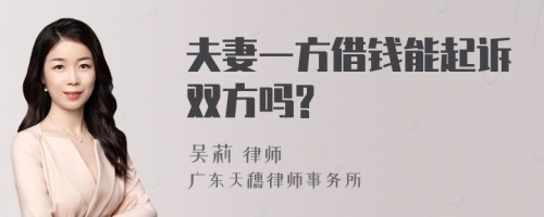 夫妻一方借钱能起诉双方吗?