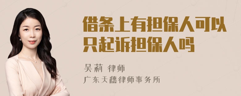 借条上有担保人可以只起诉担保人吗