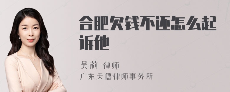 合肥欠钱不还怎么起诉他