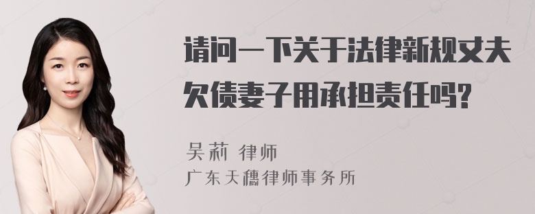 请问一下关于法律新规丈夫欠债妻子用承担责任吗?