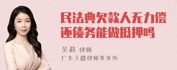 民法典欠款人无力偿还债务能做抵押吗