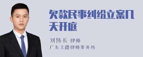 欠款民事纠纷立案几天开庭