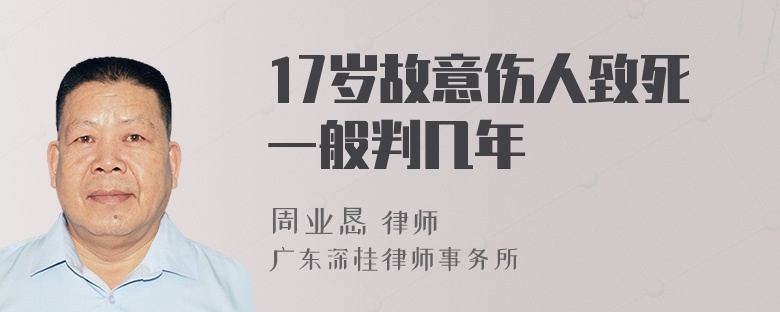 17岁故意伤人致死一般判几年