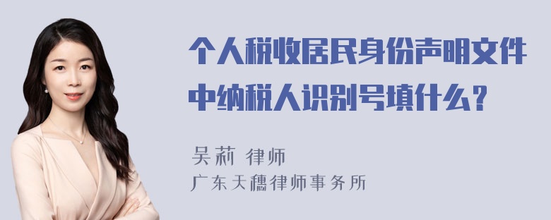 个人税收居民身份声明文件中纳税人识别号填什么？