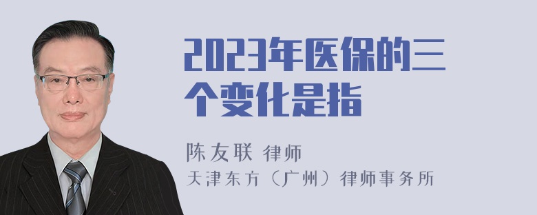 2023年医保的三个变化是指