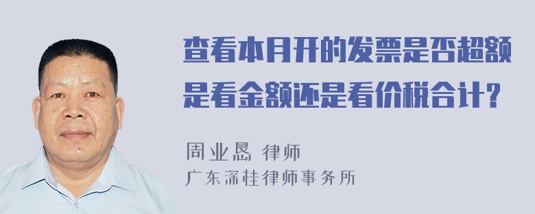 查看本月开的发票是否超额是看金额还是看价税合计？