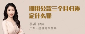 挪用公款三个月归还定什么罪