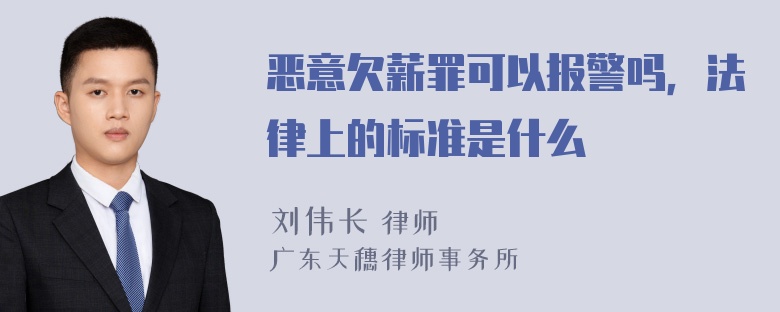 恶意欠薪罪可以报警吗，法律上的标准是什么