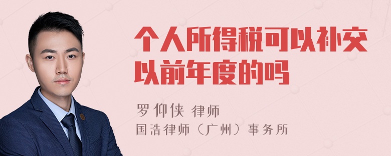 个人所得税可以补交以前年度的吗