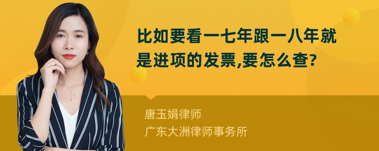 比如要看一七年跟一八年就是进项的发票,要怎么查?