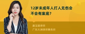 12岁未成年人打人无伤会不会有案底？