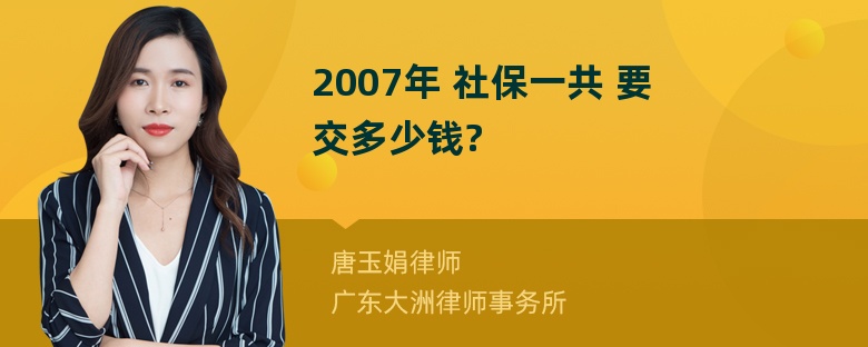 2007年 社保一共 要交多少钱?