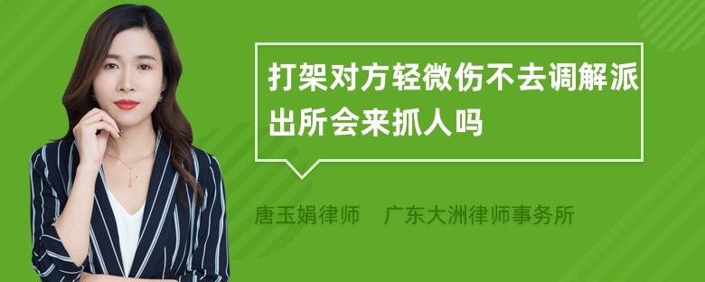 打架对方轻微伤不去调解派出所会来抓人吗