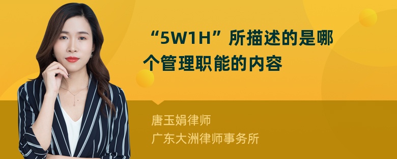 “5W1H”所描述的是哪个管理职能的内容